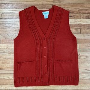Vintage Burnt Orange Cardigan Sweater-vest